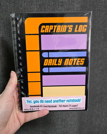 Spiral Notebooks - Captains Log Notebook - Lined Journal - Gift - Star Trek TNG