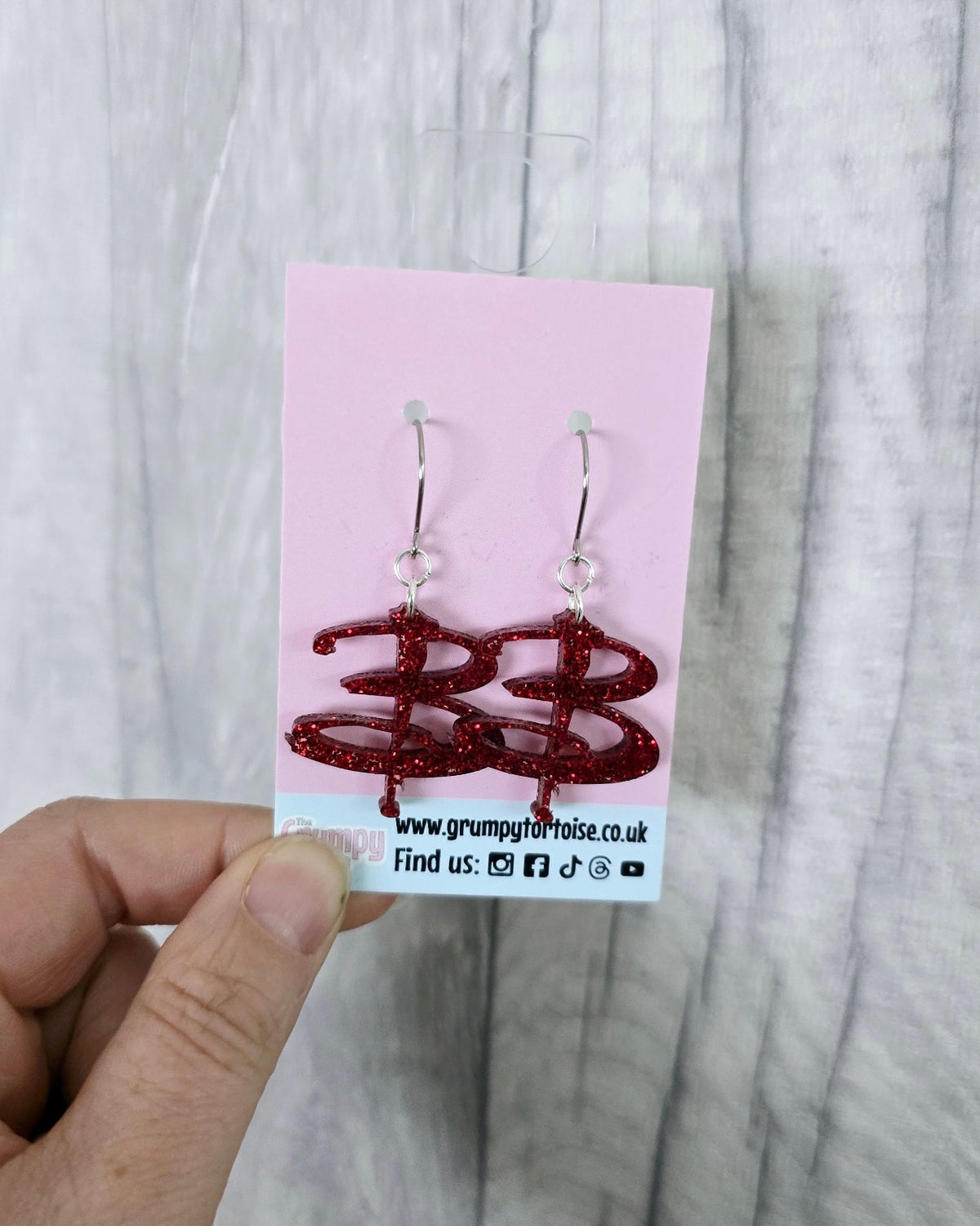 Acrylic Earrings - Buffy B - Red Glitter Acrylic - BTVS - Gift