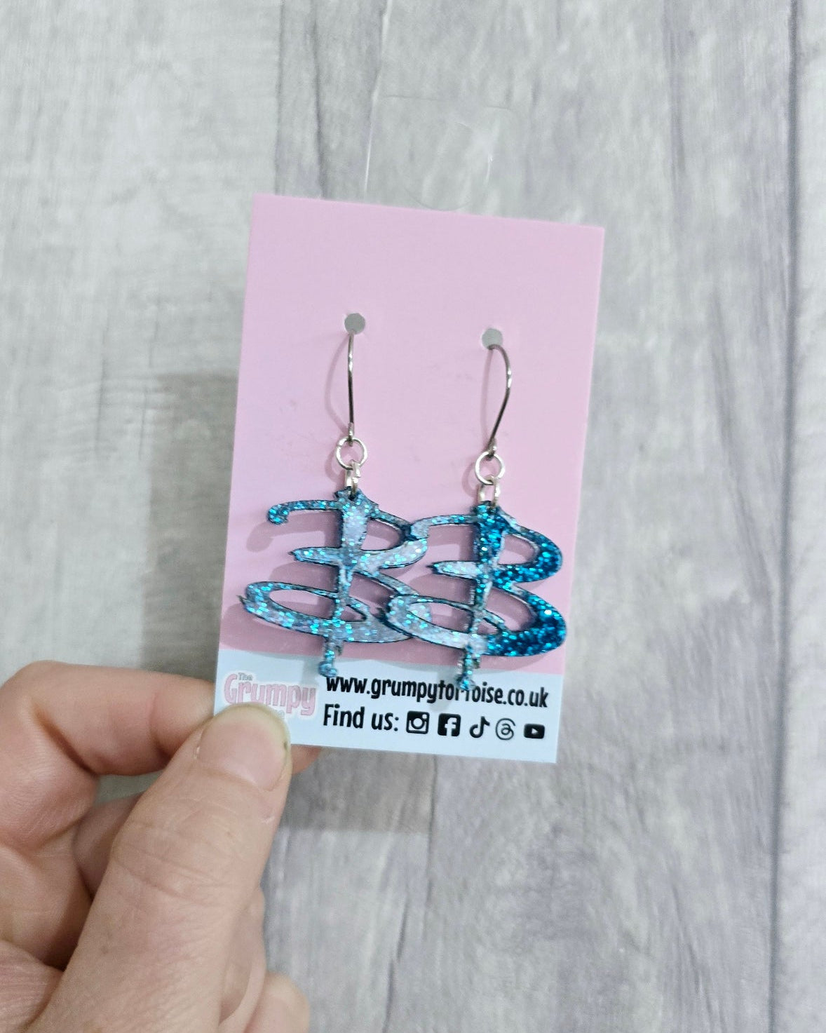 Acrylic Earrings - Buffy B - Blue Glitter Acrylic - BTVS - Gift