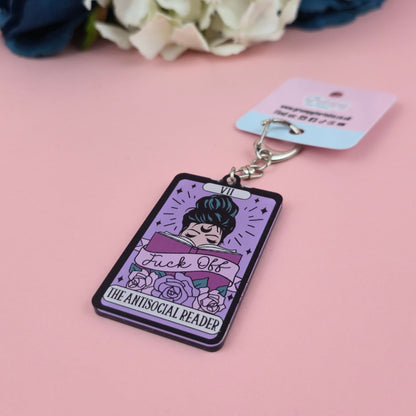 Acrylic Keyring I The Antisocial Reader Tarot Card Keyring I Book I Gift