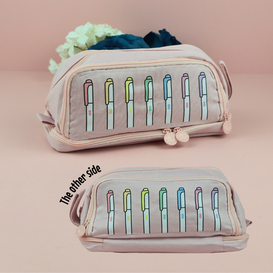 Pencil Case - Mildliner Decorated Pencil Case - Gift - Stationery Lover