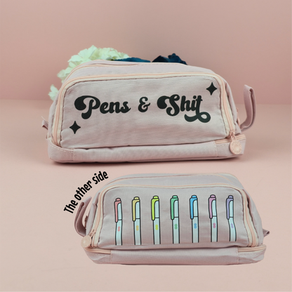 Pencil Case - Pens and Shit Decorated Pencil Case - Gift - Stationery Lover