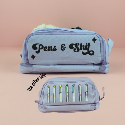 Pencil Case - Pens and Shit Decorated Pencil Case - Gift - Stationery Lover