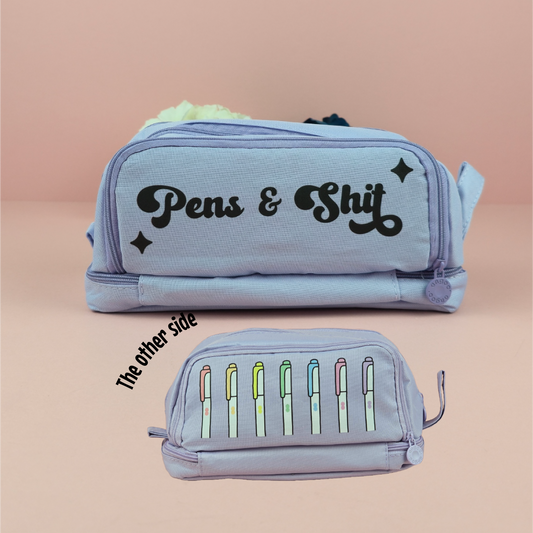 Pencil Case - Pens and Shit Decorated Pencil Case - Gift - Stationery Lover