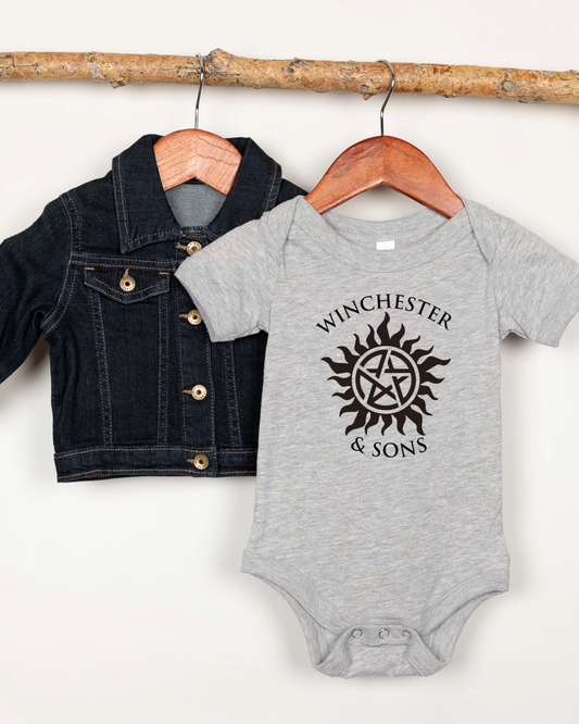 Winchester & Sons Baby Bodysuit | Gothic Baby Clothes | Alternative Baby Shower Gift | Funny Baby Grow for Supernatural Fans
