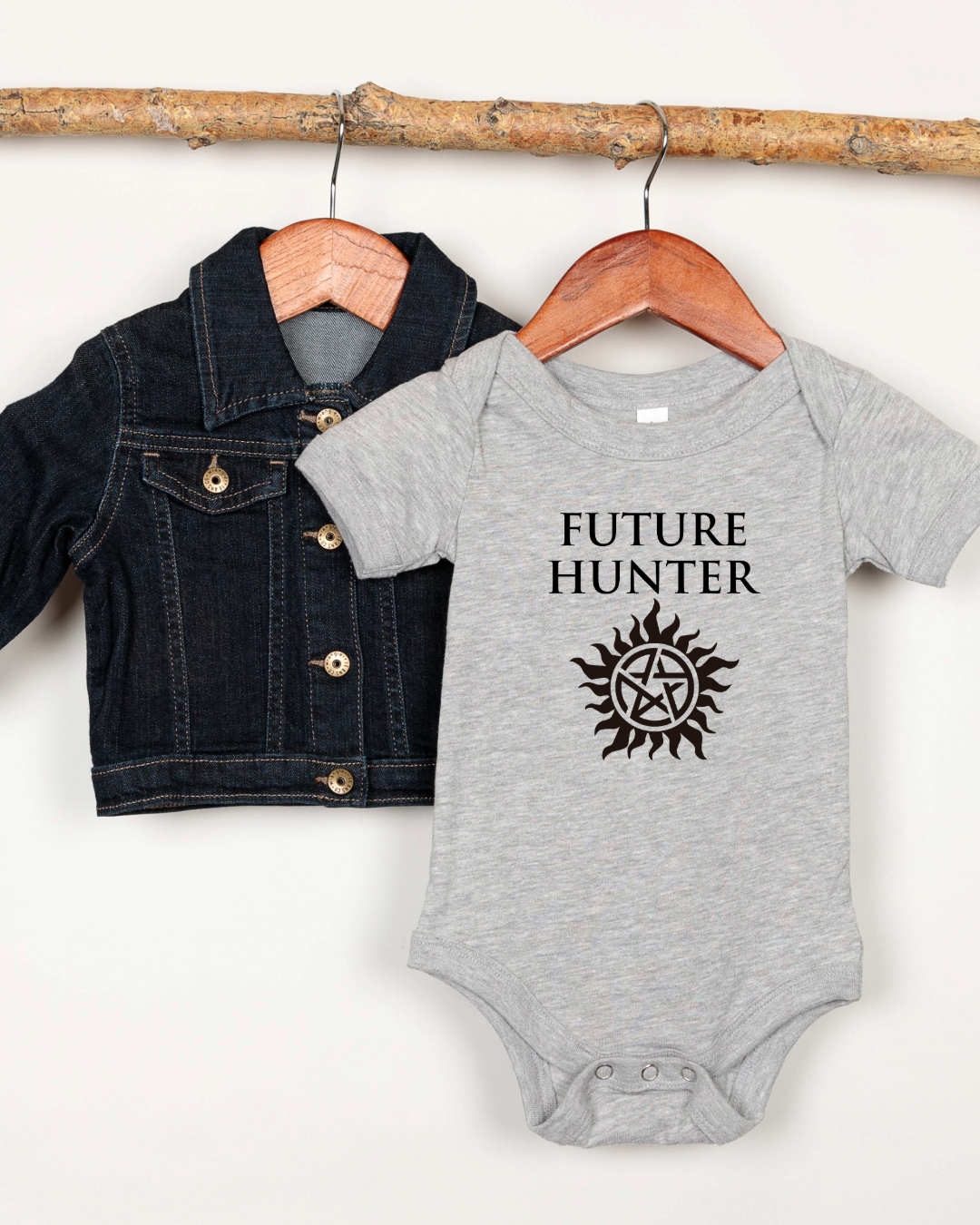 Future Hunter Baby Bodysuit | Gothic Baby Clothes | Alternative Baby Shower Gift | Funny Baby Grow for Supernatural Fans