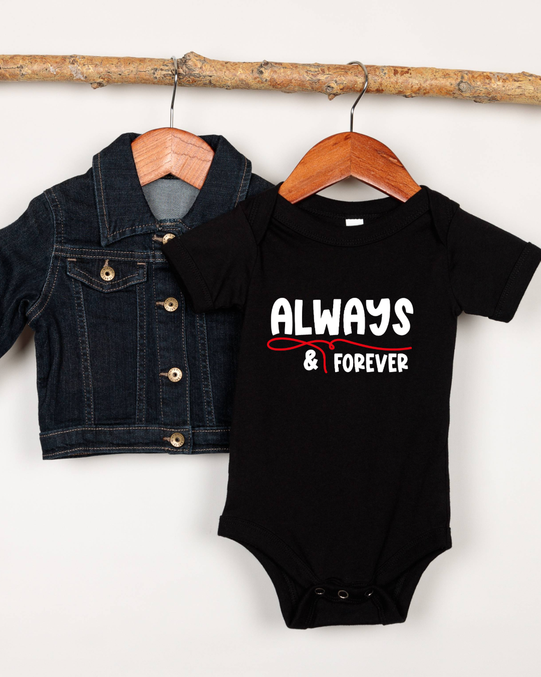 Always & Forever Baby Bodysuit | Gothic Baby Clothes | Alternative Baby Shower Gift | Baby Grow for Vampire Diaries & Originals Fans