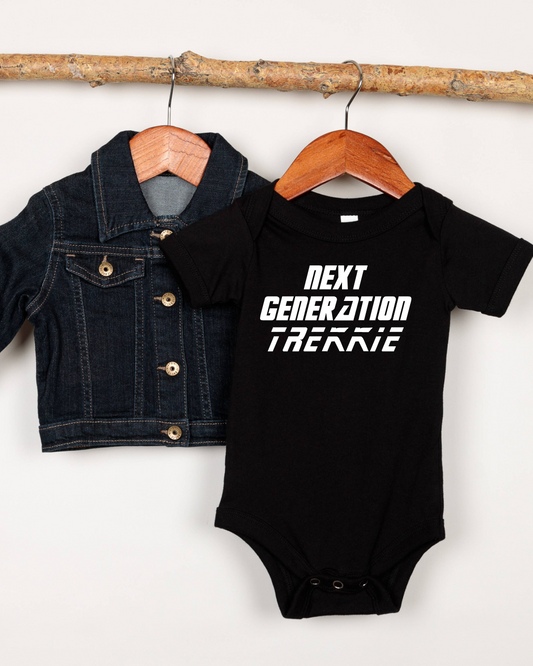 Next Generation Trekkie Baby Bodysuit | Geeky Baby Clothes | Alternative Baby Shower Gift | Baby Grow for Star Trek Fans