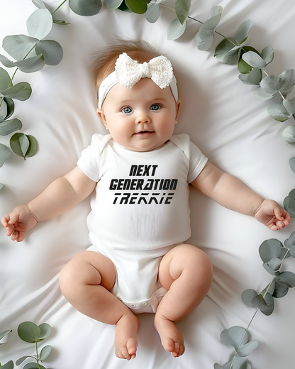 Next Generation Trekkie Baby Bodysuit | Geeky Baby Clothes | Alternative Baby Shower Gift | Baby Grow for Star Trek Fans