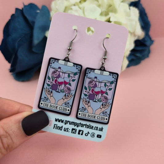 Acrylic Earrings - The Book Club Reader Tarot Card Earrings - Book - Gift