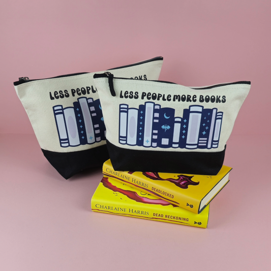 Less People More Books Black Dipped Pouch