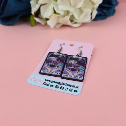 Acrylic Earrings - The Collector Reader Tarot Card Earrings - Book - Gift