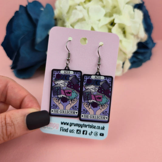 Acrylic Earrings - The Collector Reader Tarot Card Earrings - Book - Gift