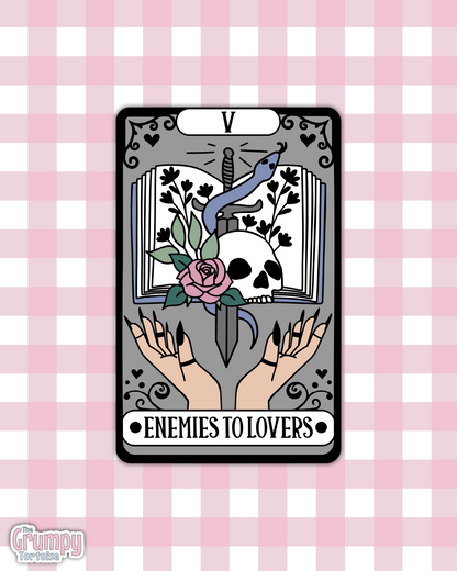 Waterproof Sticker | Enemies to Lovers Tarot Card Die Cut Sticker | Bookish Sticker | Reading Sticker | Tarot Card Sticker