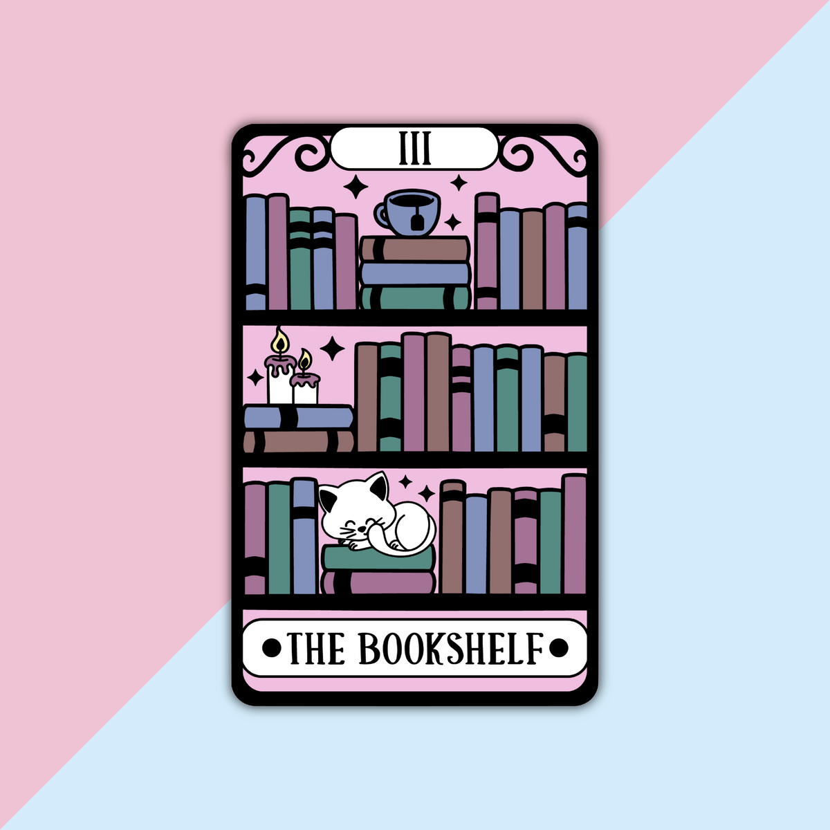 The Cute Bookshelf Tarot Card Die Cut Sticker