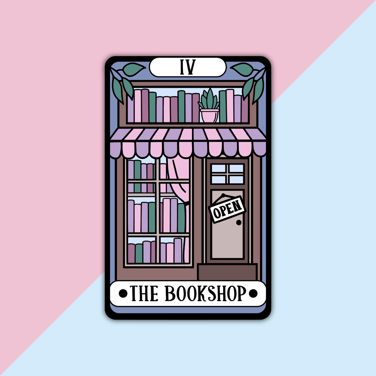 The Cute Bookshop Tarot Card Die Cut Sticker