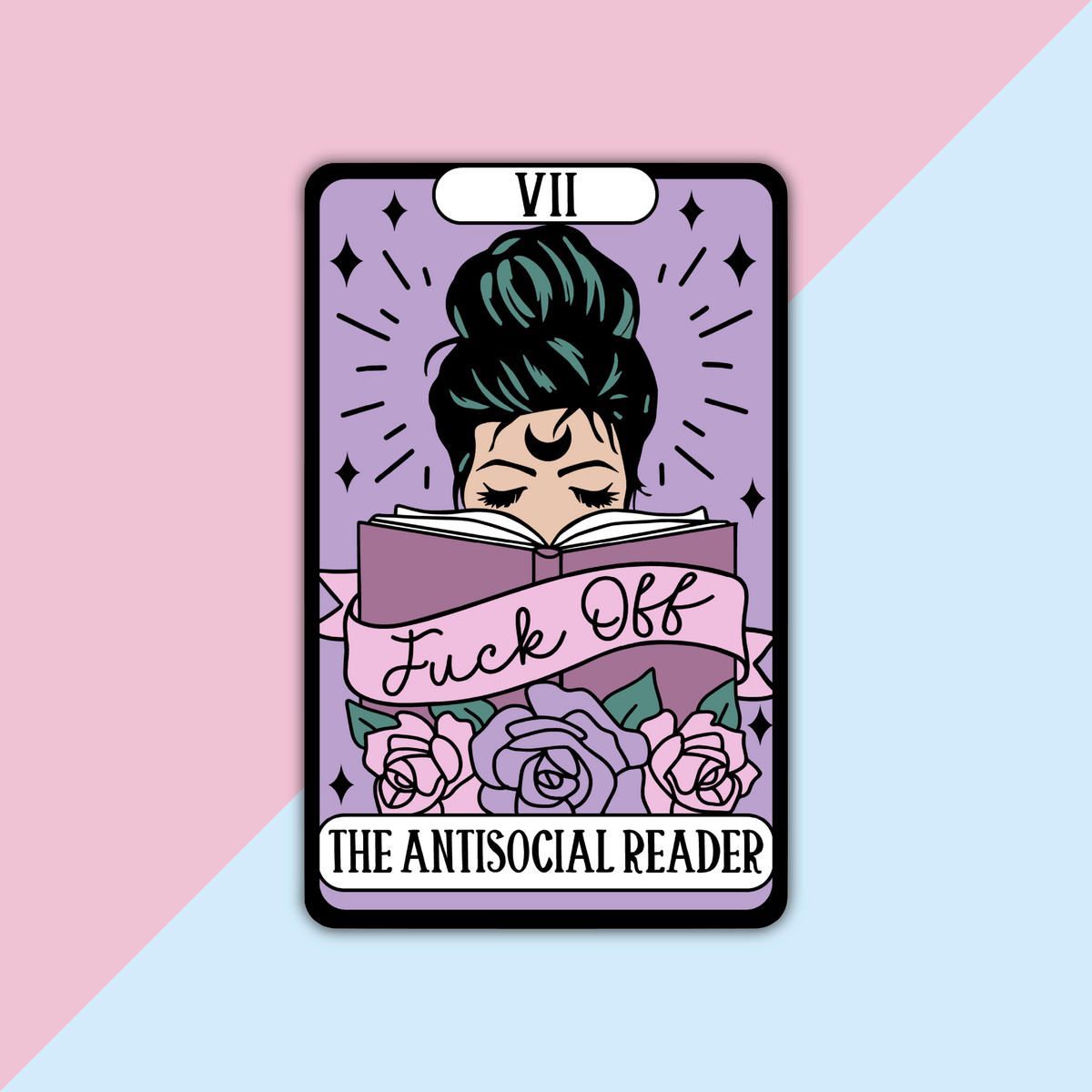 The Antisocial Reader Tarot Card Die Cut Sticker