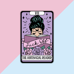 The Antisocial Reader Tarot Card Die Cut Sticker