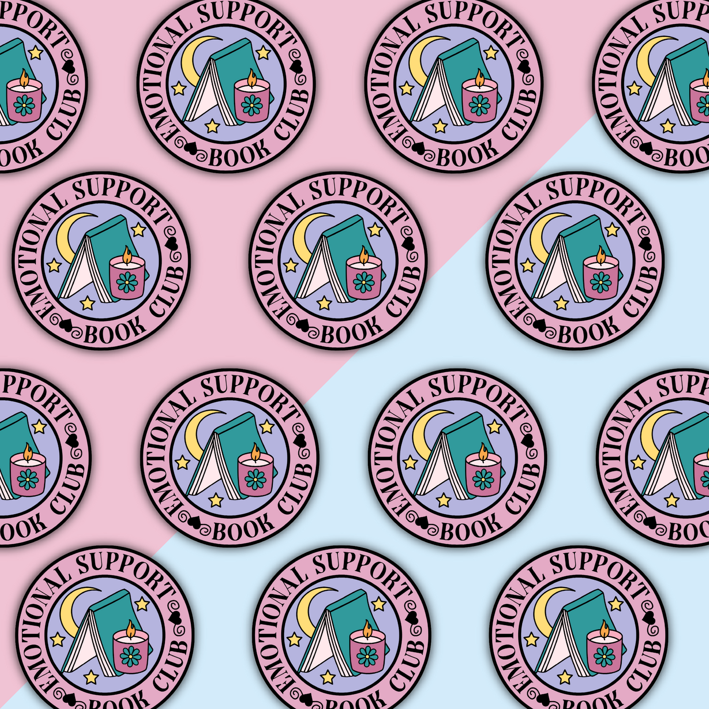 Emotional Support Book Club Die Cut Sticker