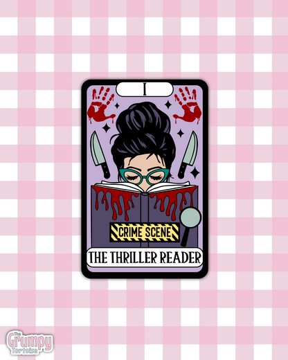 Waterproof Sticker | The Thriller Reader Tarot Card Die Cut Sticker | Bookish Sticker | Reading Sticker | Tarot Card Sticker
