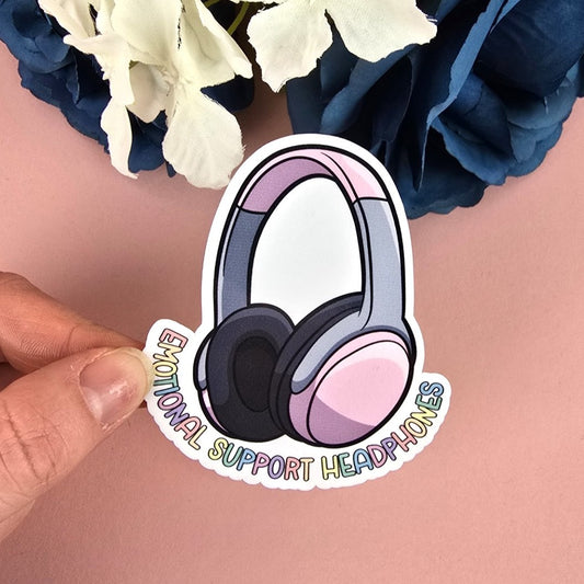 Emotional Support Headphones Die Cut Sticker
