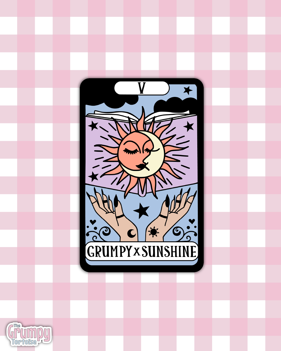 Waterproof Sticker | Grumpy X Sunshine Tarot Card Die Cut Sticker | Bookish Sticker | Reading Sticker | Tarot Card Sticker