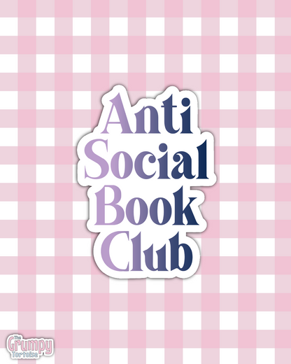 Waterproof Sticker | Anti Social Book Club Die Cut Sticker | Bookish Sticker | Reading Sticker