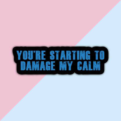 You’re Starting to Damage My Calm Sticker – Waterproof Die-Cut Vinyl for Fandom Fans