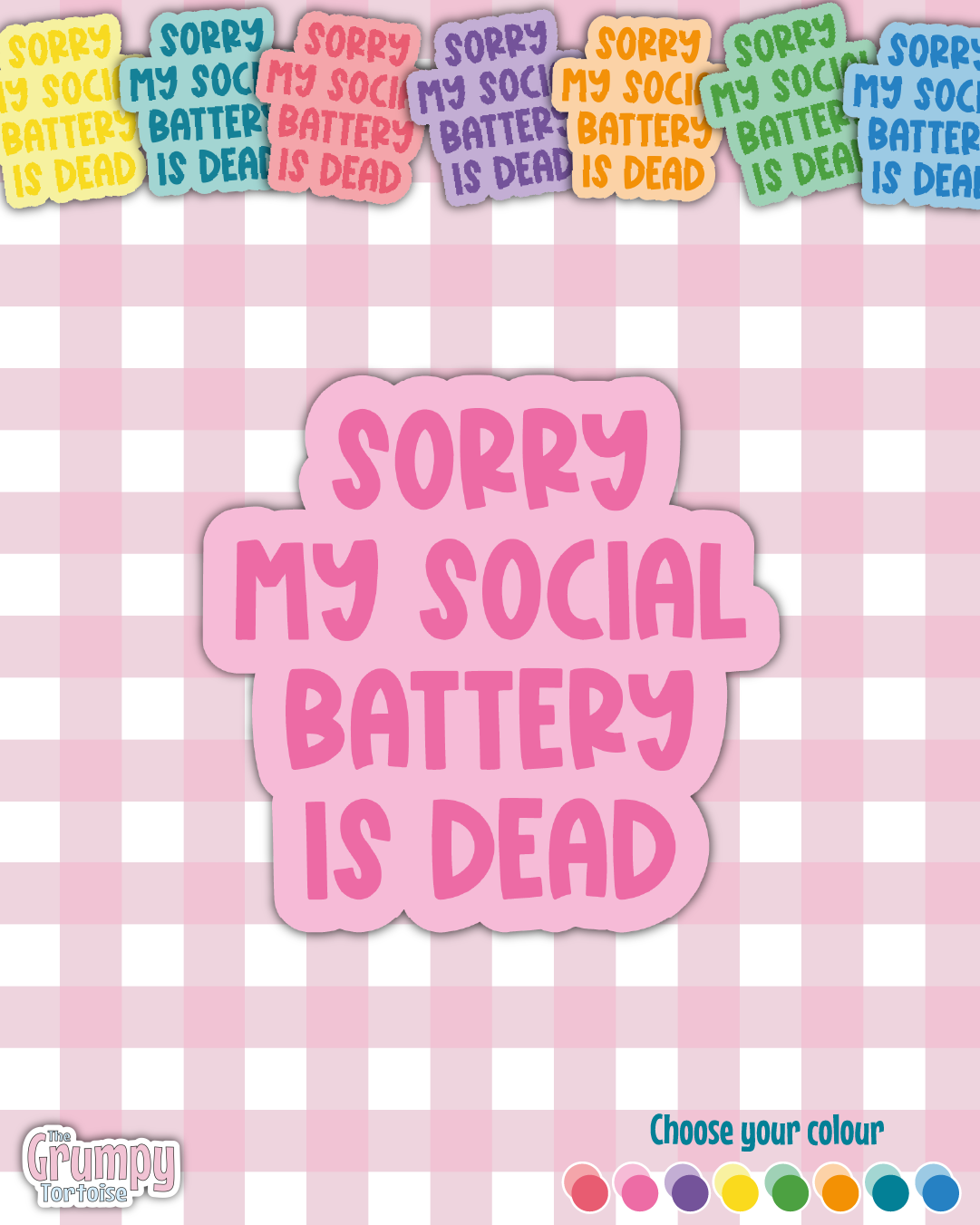 Waterproof Sticker - My social battery is dead Single Sticker - Sarcastic Sticker - Funny Sticker - Sassy
