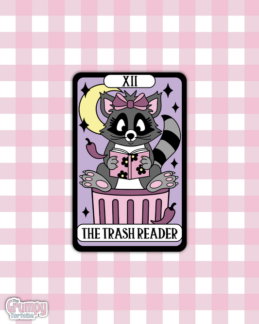 Waterproof Sticker | The Trash Reader Tarot Card Die Cut Sticker | Bookish Sticker | Reading Sticker | Tarot Card Sticker