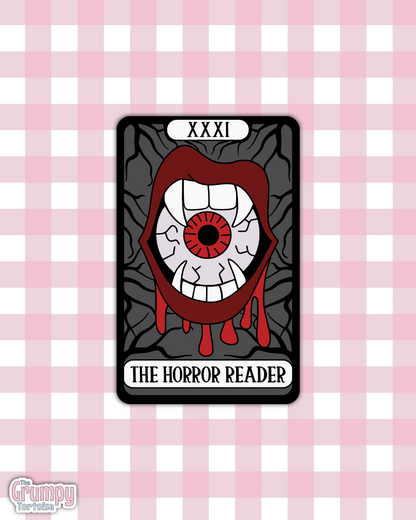 Waterproof Sticker | The Horror Reader Tarot Card Die Cut Sticker | Bookish Sticker | Reading Sticker | Tarot Card Sticker