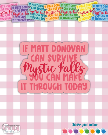 Waterproof Sticker - Matt Donovan Mystic Falls - Sarcastic Sticker - Funny Sticker - Fandom