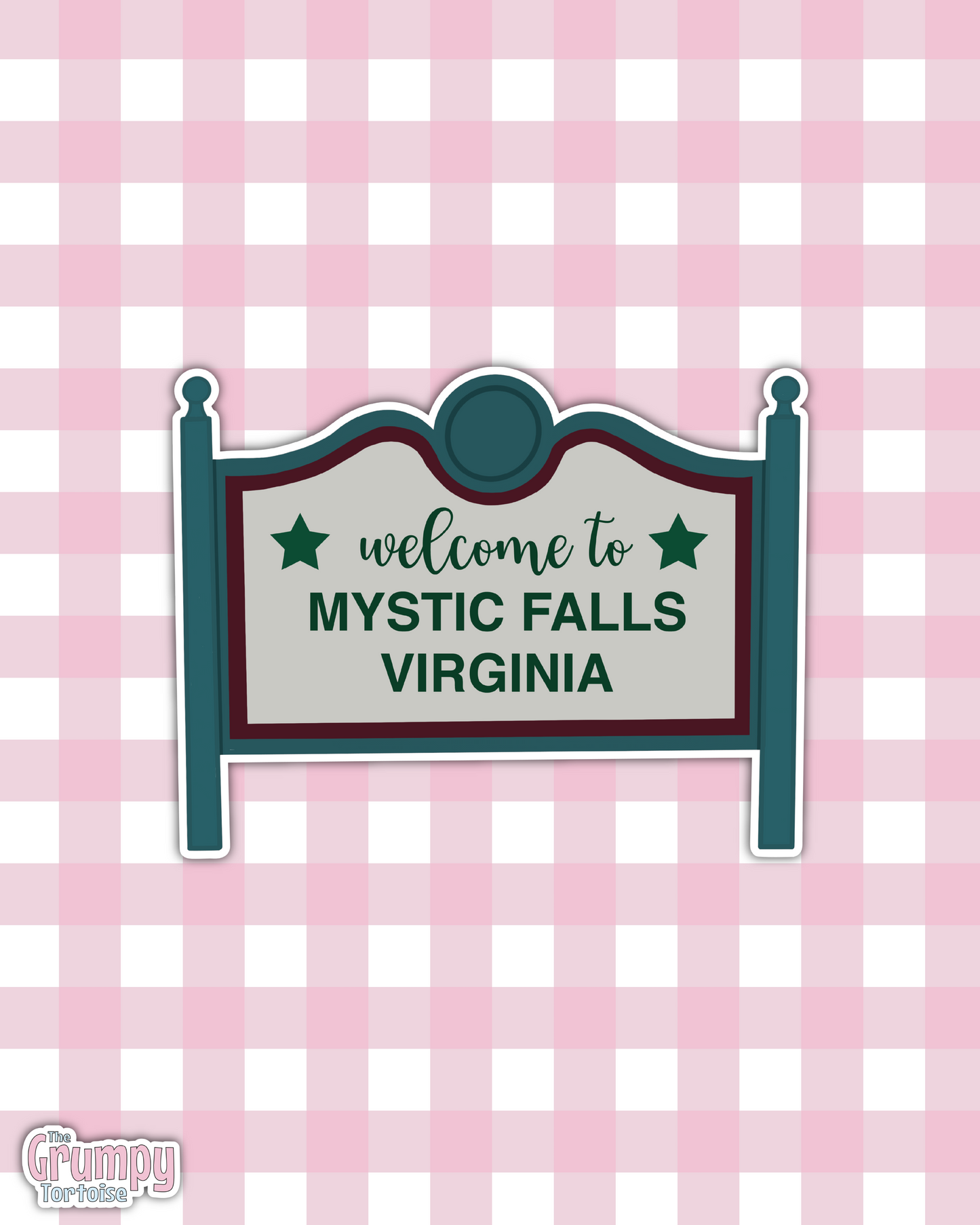 Mystic Falls Sign Sticker – Waterproof Die-Cut Vinyl for TVD Fandom Fans - Hand drawn & Exclusive