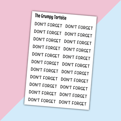Don't Forget Mini Text Stickers