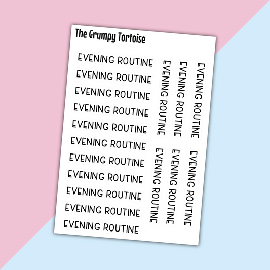 Evening Routine Mini Text Stickers