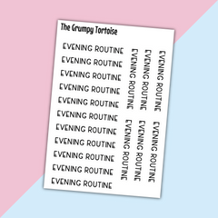 Evening Routine Mini Text Stickers