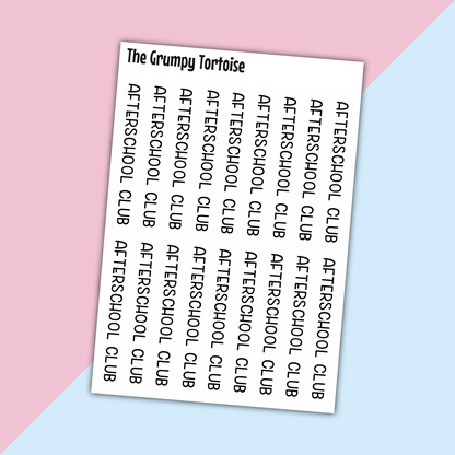 Afterschool Club Mini Text Stickers