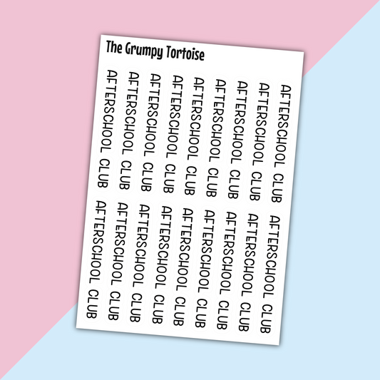 Afterschool Club Mini Text Stickers