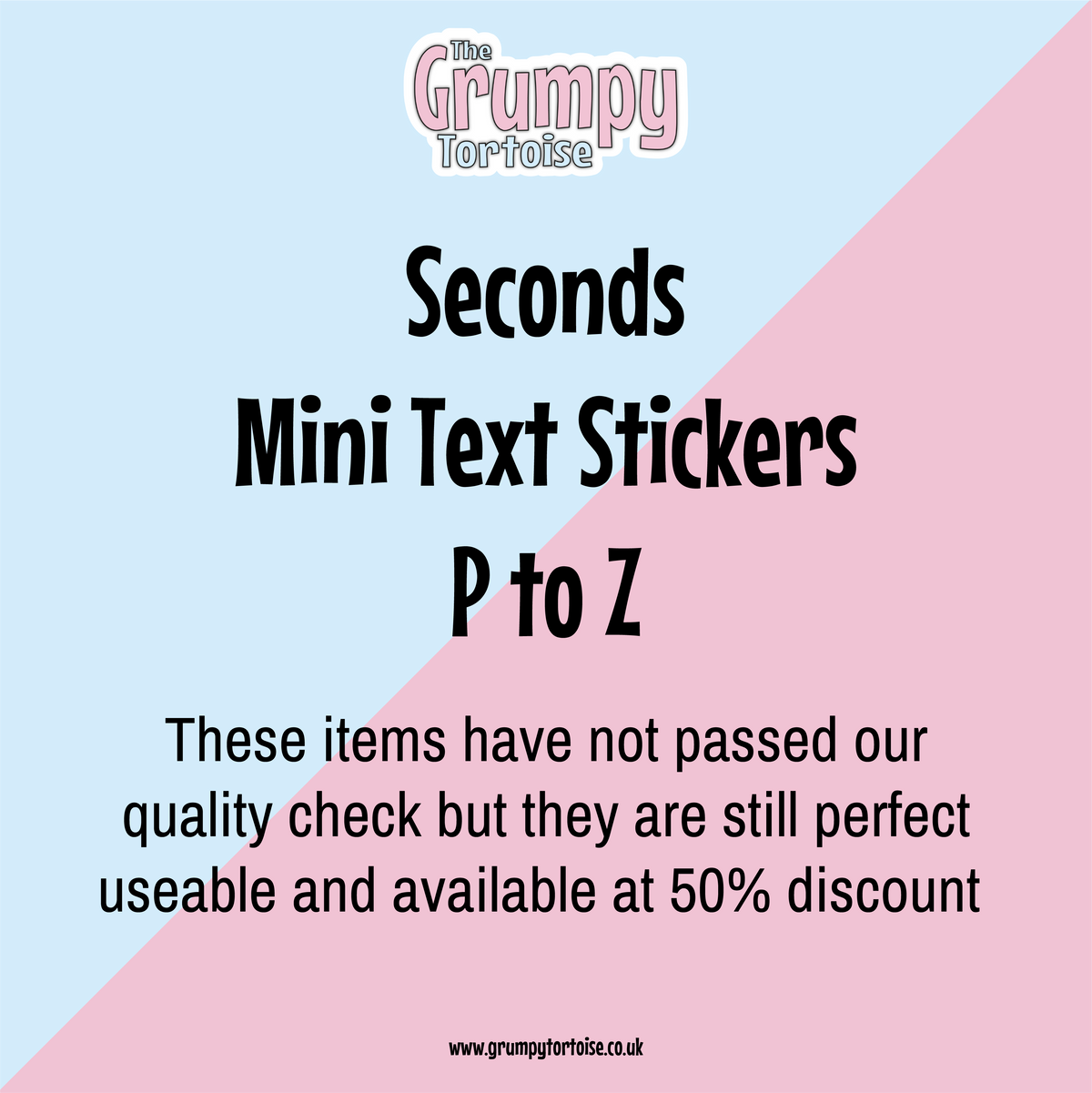 SECONDS - Mini Text Stickers - LETTERS P to Z