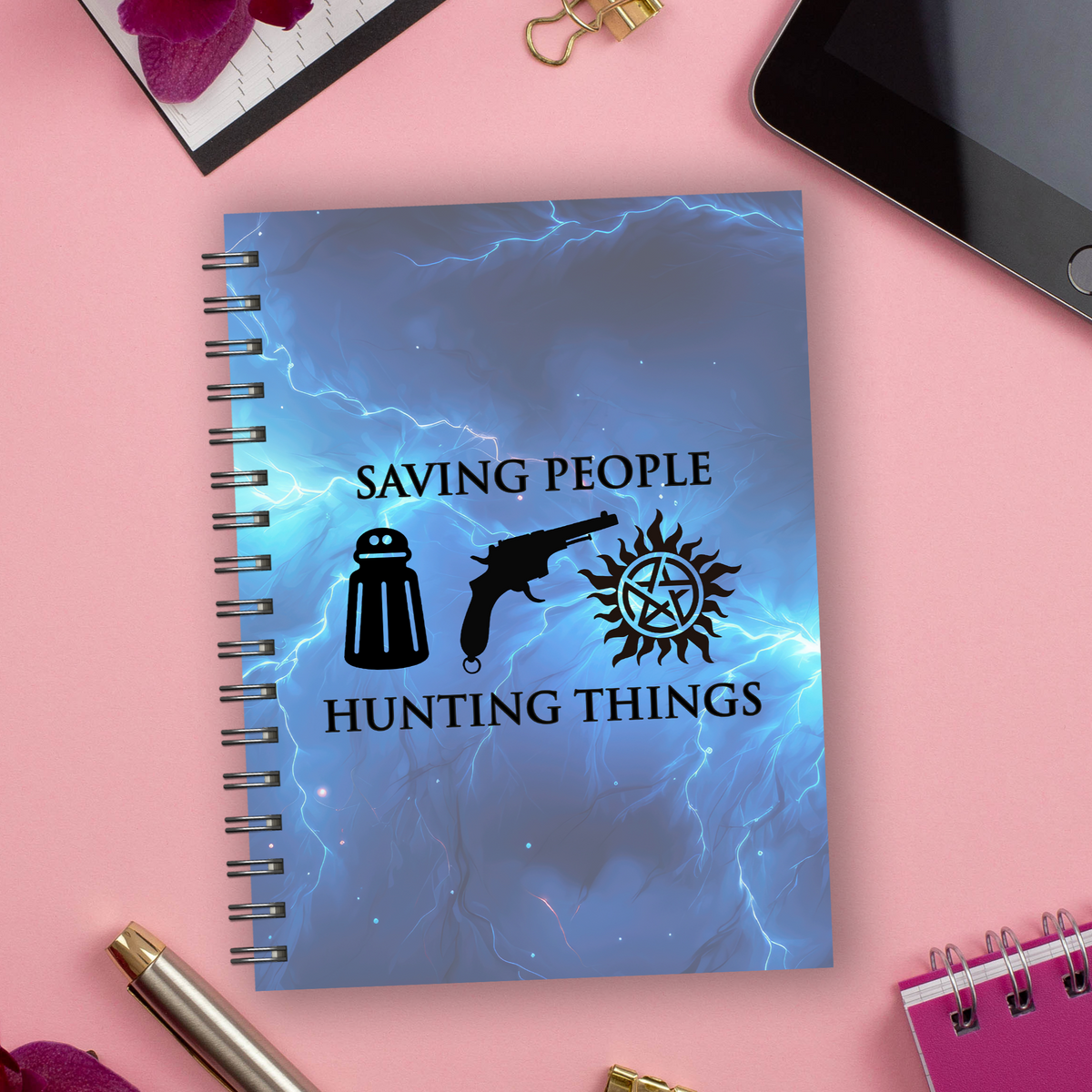 Spiral Notebooks | Saving People Hunting Things Wire Bound Notebook | Lined Journal | Gift |