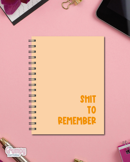 Spiral Notebooks - Shit To Remember Notebook - Lined Journal - Gift