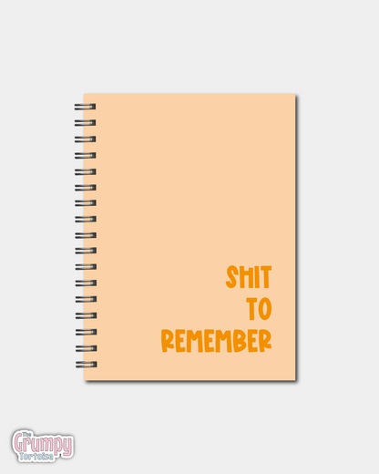 Spiral Notebooks - Shit To Remember Notebook - Lined Journal - Gift
