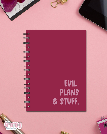 Spiral Notebooks - Evil Plans & Stuff Notebook - Lined Journal - Gift