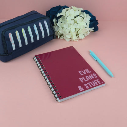 Spiral Notebooks | Evil Plans & Stuff Notebook | Lined Journal | Gift |