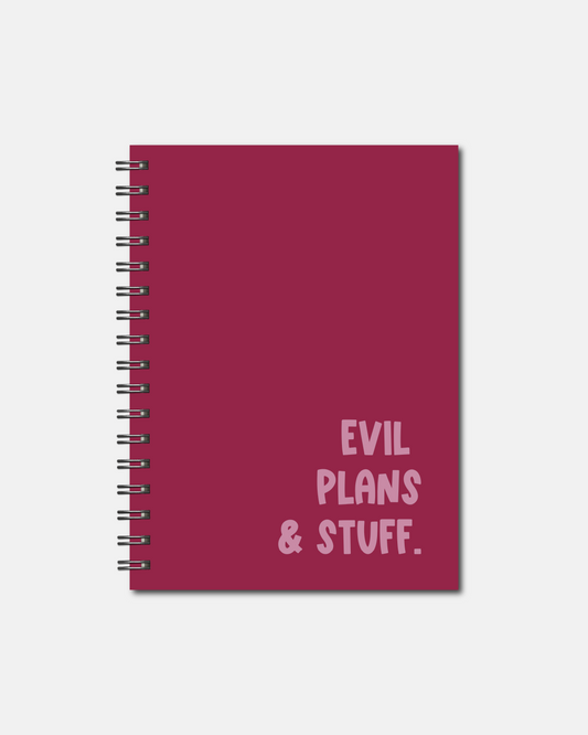 Spiral Notebooks - Evil Plans & Stuff Notebook - Lined Journal - Gift