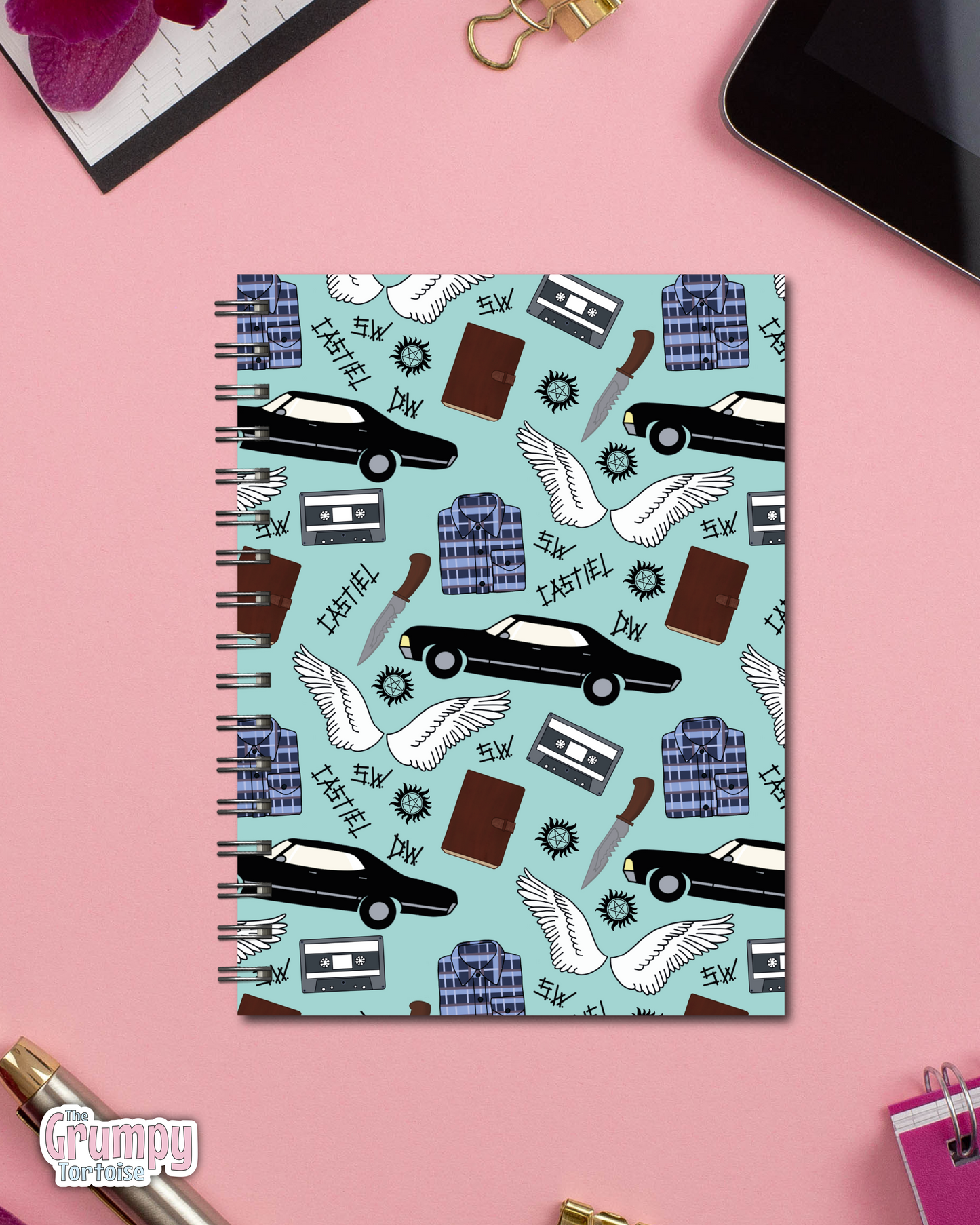 Spiral Notebooks - Supernatural Patterned Notebook - Lined Journal - Gift