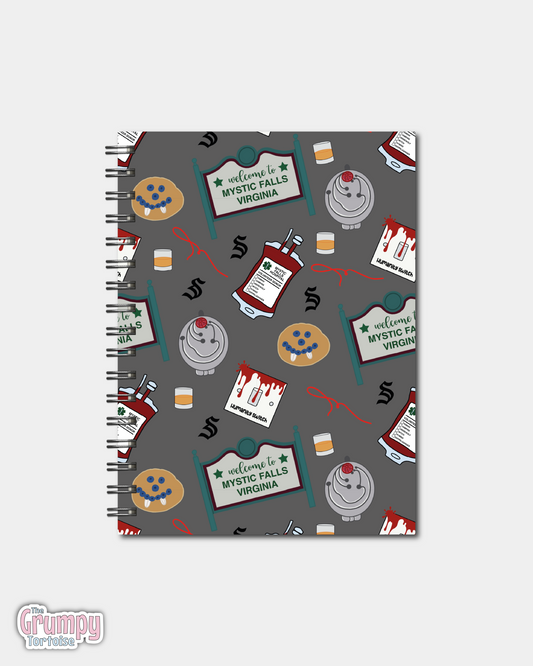 Spiral Notebooks - Vampire Diaries Pattern Notebook - Lined Journal - Gift - TVD