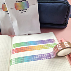 Rainbow Foiled Grid Washi Tape - DISCONTINUED