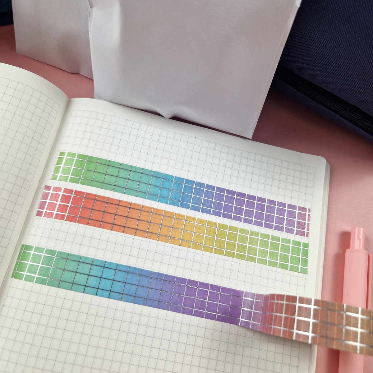 Rainbow Foiled Grid Washi Tape - DISCONTINUED