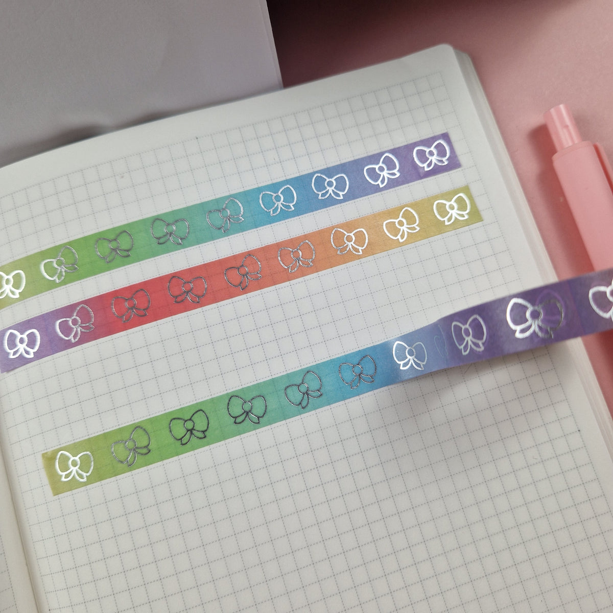 Rainbow Foiled Bow Skinny Washi Tape - DISCONTINUED